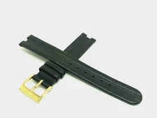 Rado Watch Replacement Band Black Leather Strap 15mm Notched Lug Gold Buckle