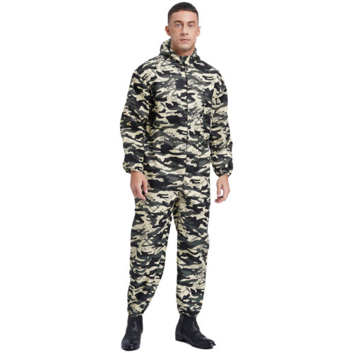 Mens Coverall Flame Jumpsuit Resistant Hooded Mechanic Dungarees Halloween Work - Picture 37 of 50
