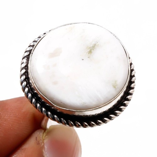 Bague Ancienne Ethnique En Topaze Blanche Lab-created - Taille 7, Plaqué Argent, Fait Main En Inde
