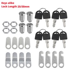 4x 25/30mm Barrel Drawer Cabinet Mail Box Locker Door Cupboard Cam Lock& 2 Keys