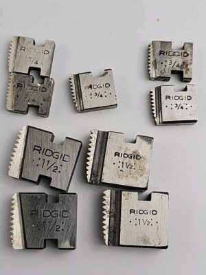 Ridgid pipe Dies for drop head Threaders 1 1/2  & 3/4''  9 pieces