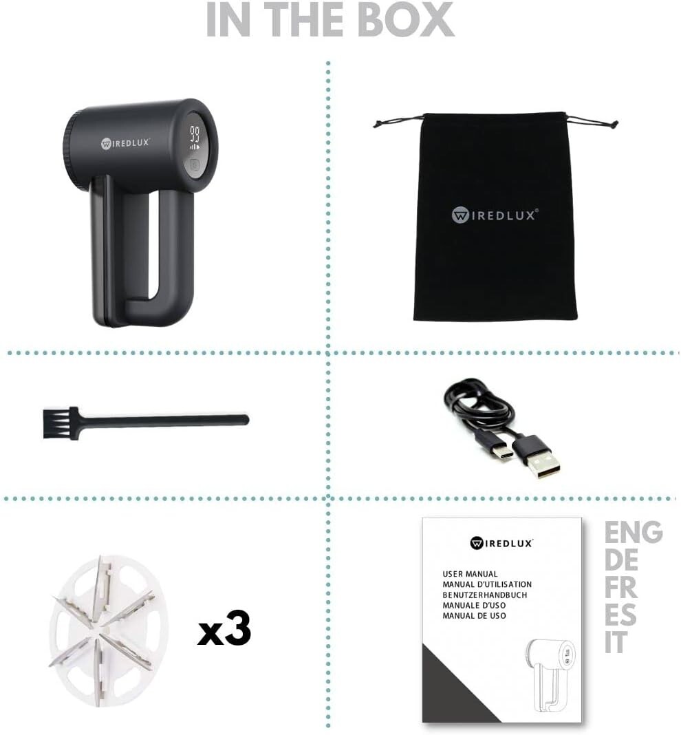 Electric Lint Remover Wiredlux Rechargeable Fabric Shaver Bobble