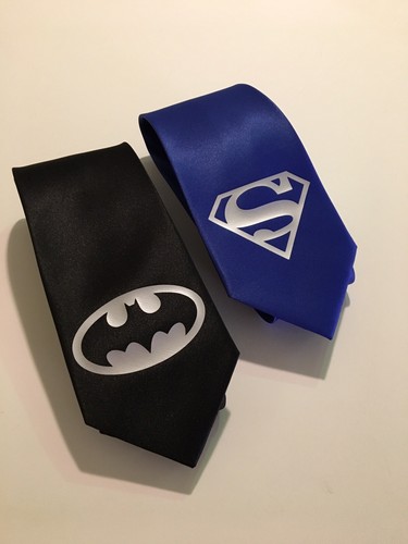 Superheroes 2 Ties , Silver Logo, New - Picture 2 of 5