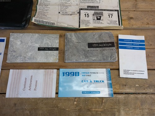 1998 Jeep Wrangler TJ Factory OEM Owners Manual Warranty Window Sticker Case - Picture 7 of 10