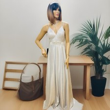 A-line V-neck Sweep Train Prom Dresses With Ruffles Evening Party Dress