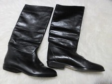 Vintage Peter Kaiser Leather Black Equestrian Knee High Boot Size 5.5 Elastomere