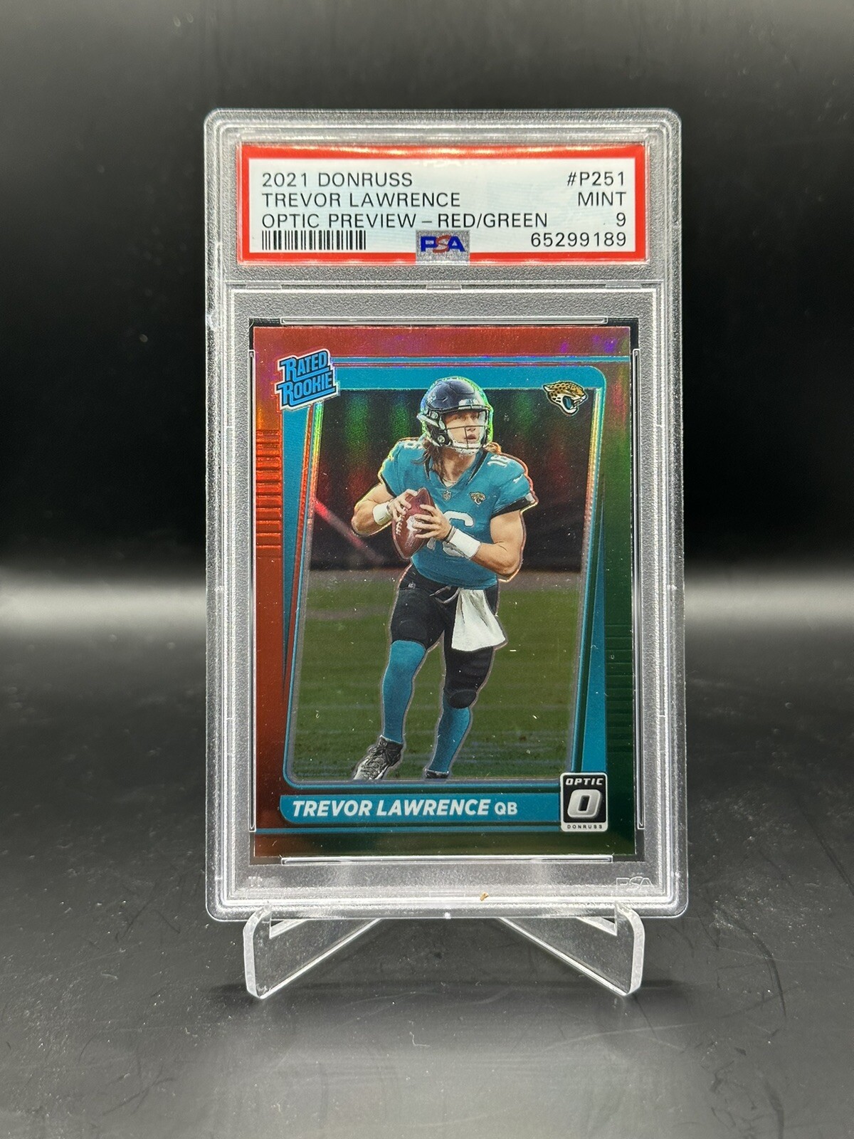 2021 Donruss Optic Preview Red Green Prizm #P251 Trevor Lawrence RC Rookie PSA 9