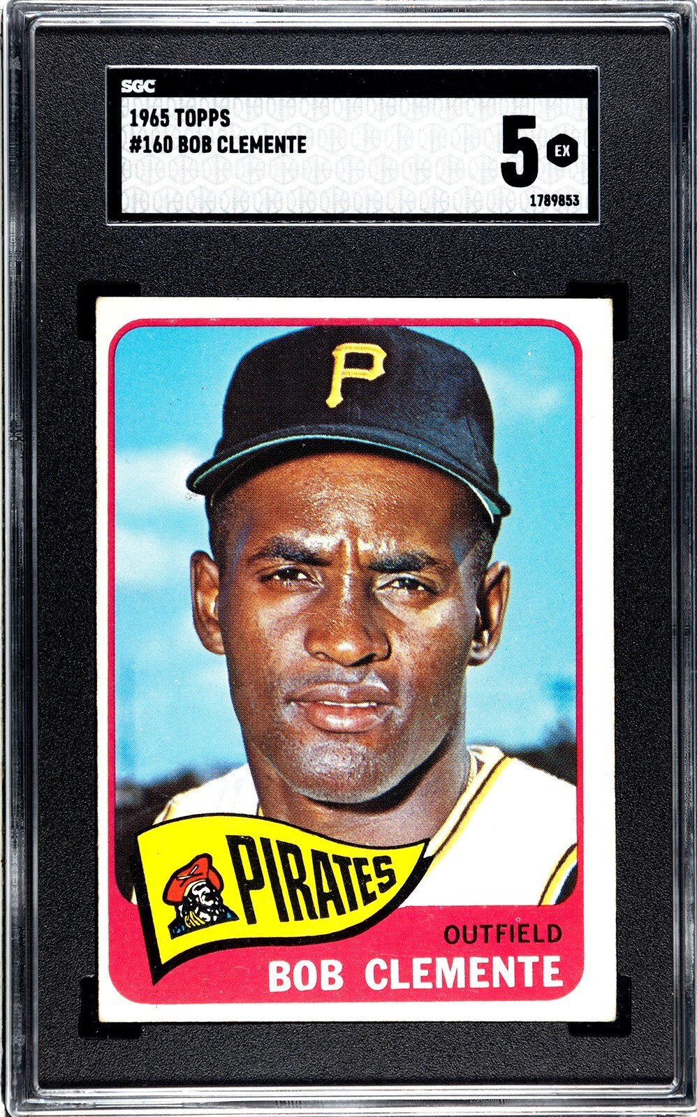 Bob/Roberto Clemente 1965 Topps Baseball Card #160 Pirates/HOF - SGC Graded 5 EX