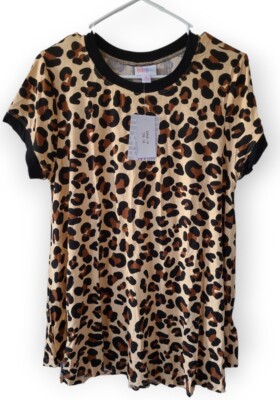 Lularoe Leopard Cheetah Medium Erika Swing Top Watercolor Animal Print WOW New!
