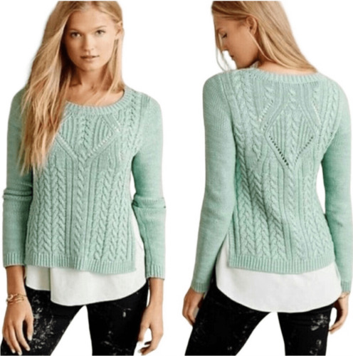 Anthropologie Moth Ella layered chunky cable knit 
