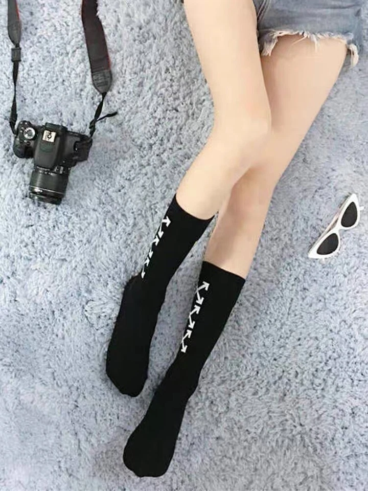 Off Arrow Classic Basketball Socks Sports Sneaker Socks- Black - Image 3 of 4