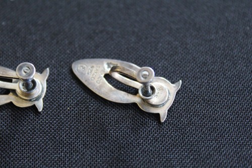 Vintage Taxco Mexico Sterling Silver Hand Hammered Horned Owl Earrings Screwback - 第 8/9 張圖片