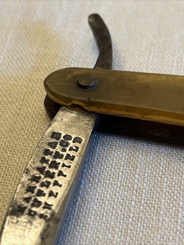 Antique "The Old English Razor" Straight & Celluloid Manhattan Cutlery Sheffield - Picture 6 of 23