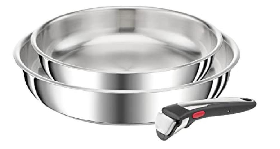 Tefal Ingenio Preference On Set 3 Pezzi, Acciaio Inossidabile, Impilabile, Induz