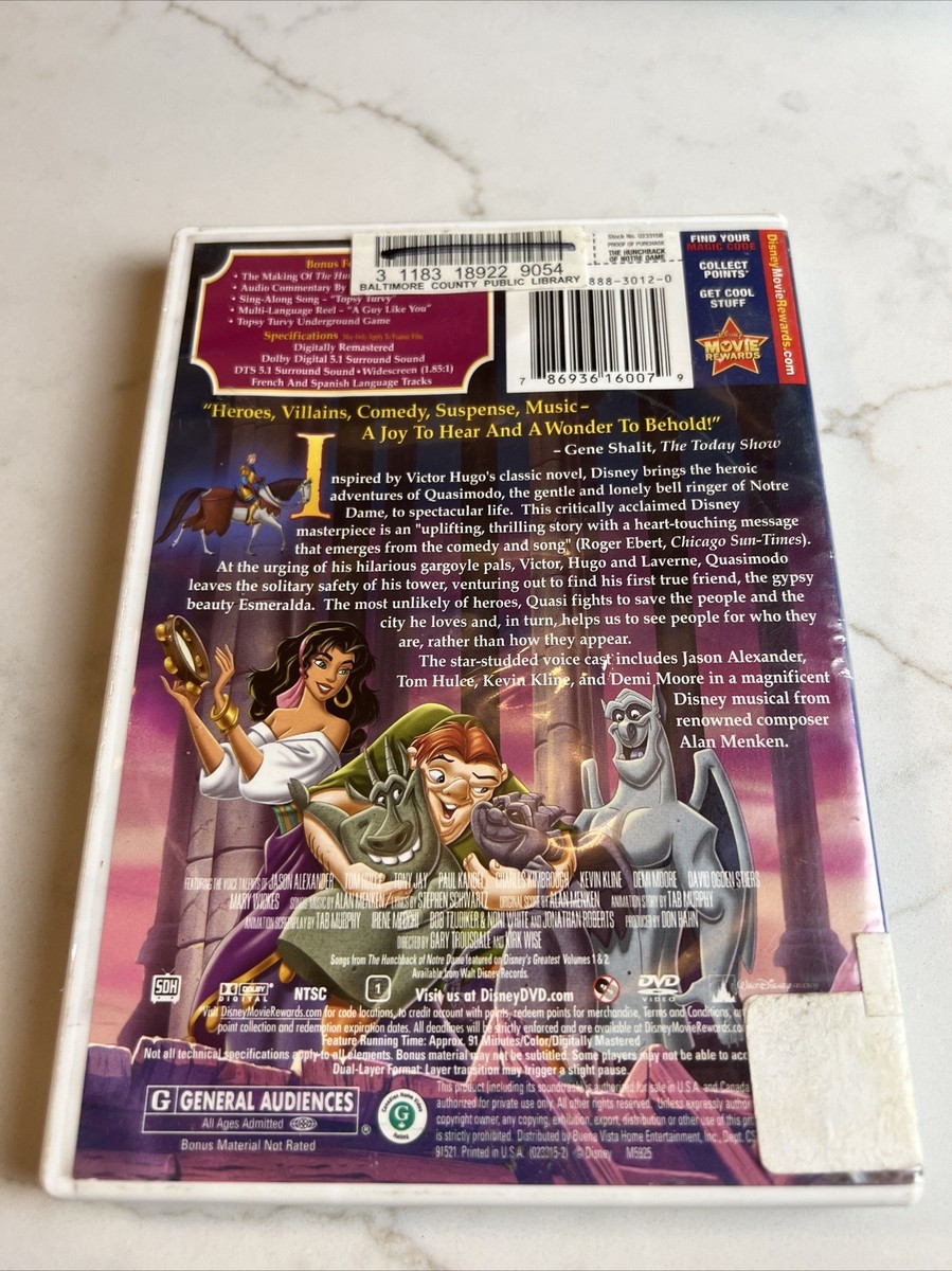 The Hunchback of Notre Dame (DVD, 1996) 786936160079| eBay