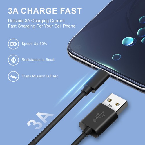 Fast Charge Cable USB A to C Cord For Samsung Galaxy S24 S23 S22 S21 A55 A53 5G - Photo 6 sur 17