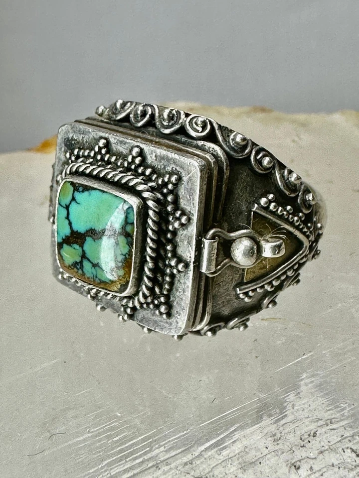 Anillo Veneno Turquesa Talla 7.75 Boho Plata de Ley Mujer Niña Foto 4 de 4