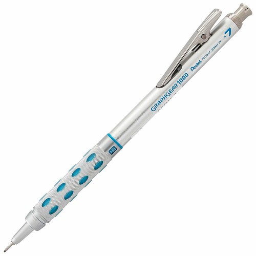 Pentel GraphGear 1000 Mechanical Pencil 0.7mm Chrome & Blue - Picture 2 of 2