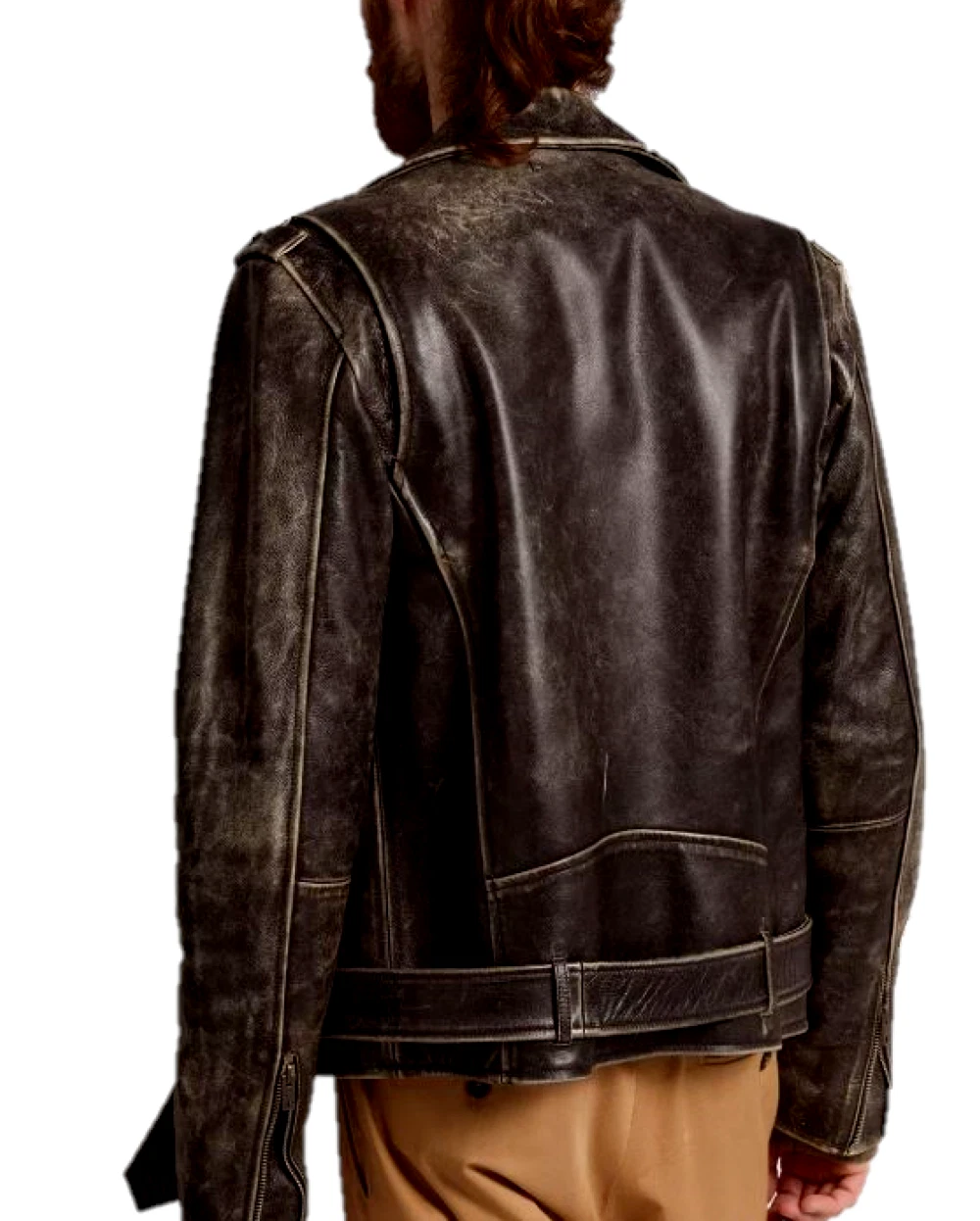 Men's Motorcycle Biker Genuine Buffalo Skin Leather jacket Brando Style Black image 7
