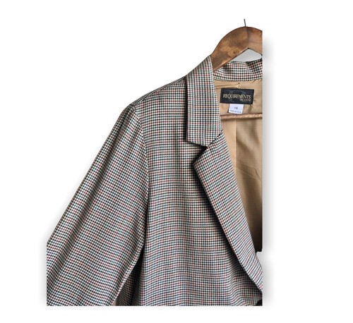 Giacca Blazer Vintage Requirements Petite Multicolore Houndstooth Quadri 14P 90 - Foto 2 di 9