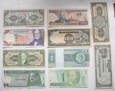 Notes Mix Money Mixed Array of 10 Banknotes Circulated World Currency Foreign Money ...