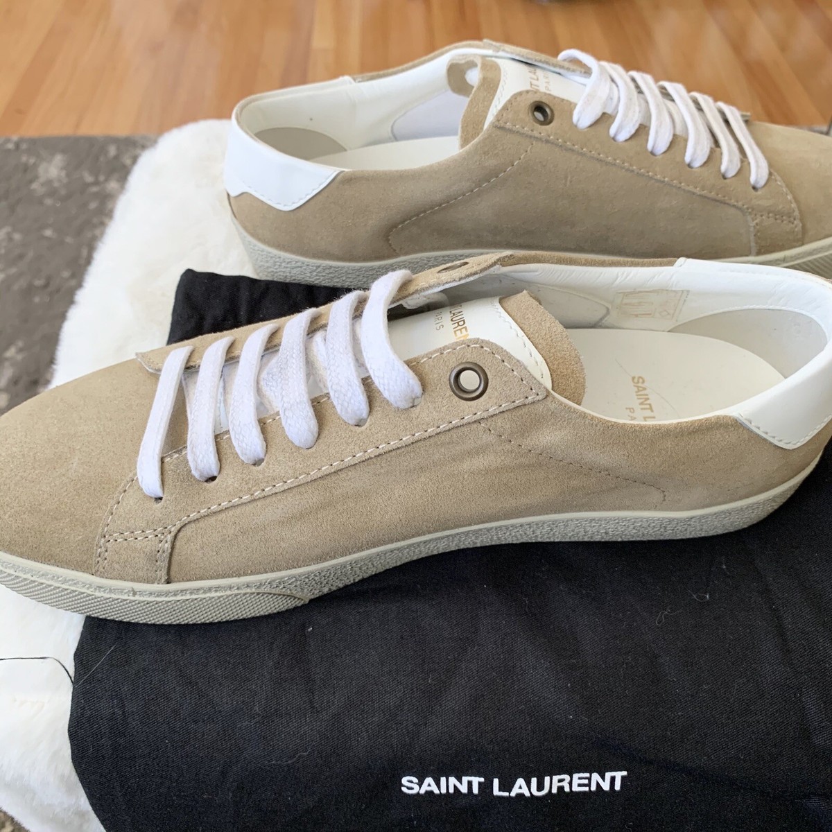 スニーカー SAINT LAURENT  Sneakers Women Fabric Beige/Cream Saint Laurent 'Court Classic' Sneakers - Women's 37.5