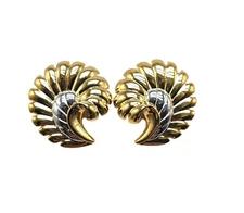 Joan Rivers Gold Silver Tone Shell Post Earrings Vintage