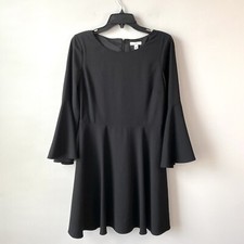 H By Halston Bell Sleeve Fit & Flare Dress Black 4