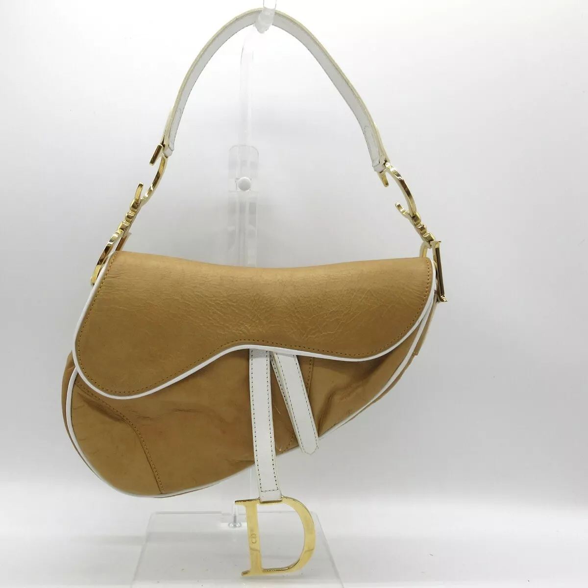 Sac bandoulière selle CHRISTIAN DIOR cuir beige GHW MU 0030 Made In Italy M897