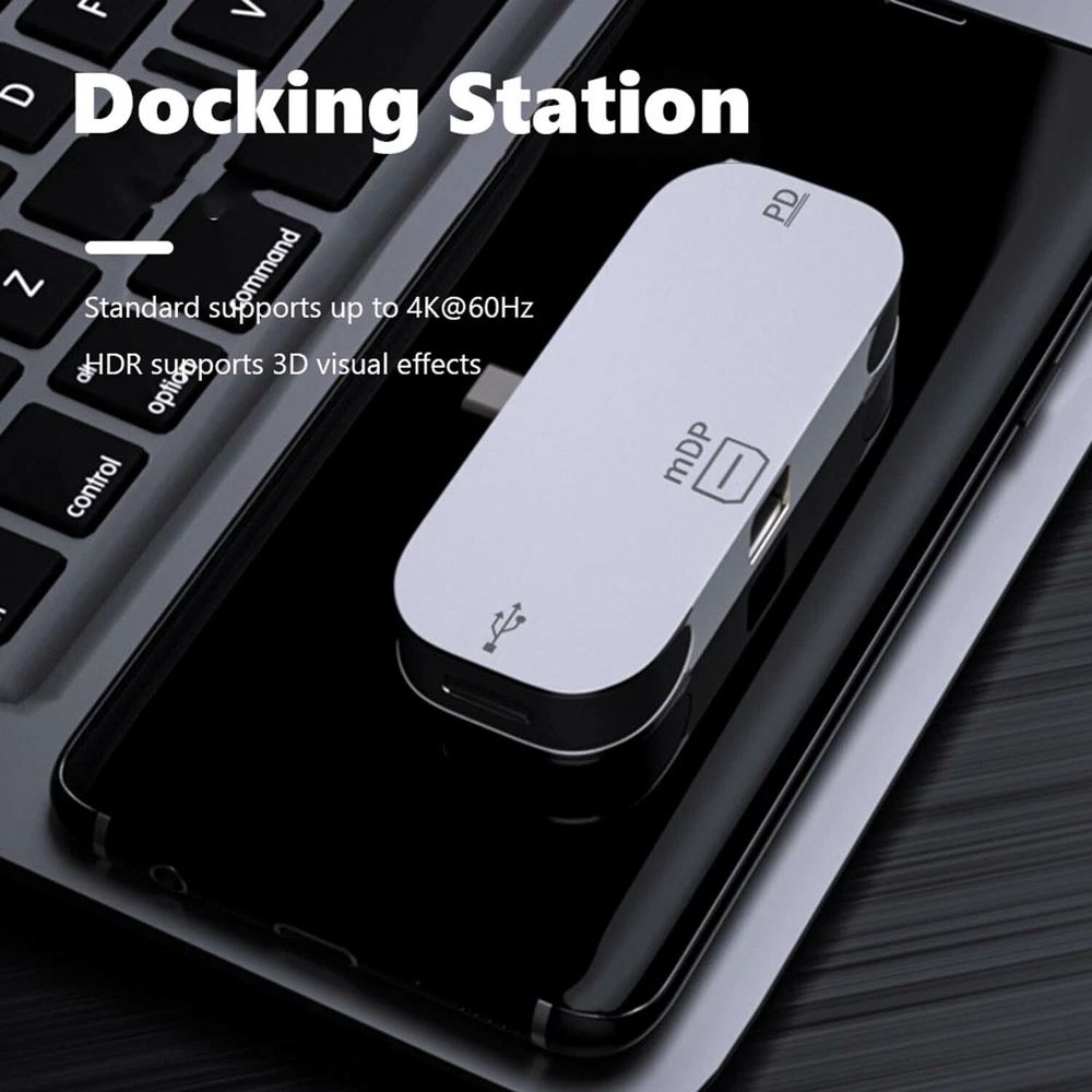USB Hub Type C 3.1 to Mini DP C Port Adapter 3-in-1 Multi USB PD Docking Station