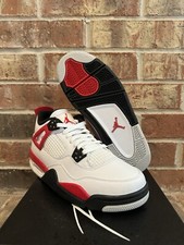 Nuevo 6.5 Nike Air Jordan 4 IV Retro Rojo Fuego Cemento Blanco Negro 408452-161 Juvenil