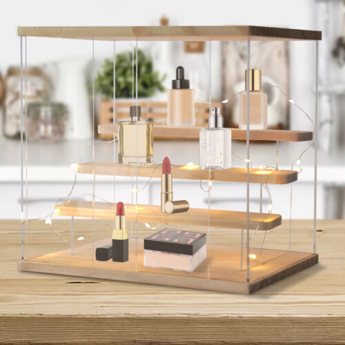 Clear Acrylic Display Case with Light for Collectibles, 3 Tier Doll Display Case