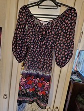 RED HERRING (Debenhams) Ladies Black Floral Dress Size 14 Pretty Roses Maternity