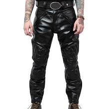 Men's Real sheep Leather Highway Police Uniform Breeches sheepskin Leather