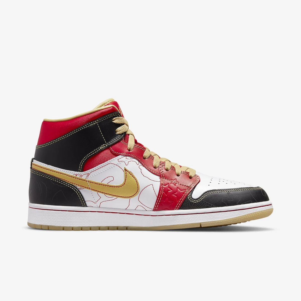 Air Jordan 1 Mid XQ 2022 GC White Gold Red Black Xi Qing Retro