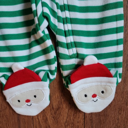 Carter's just one you Newborn Infant One-pc Christmas SANTA Striped Sleeper &Hat - 第 5/10 張圖片