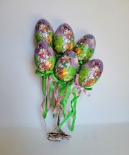 Vintage 6 Piece Set Foam Easter Egg Decoupage Wire Stick Holiday Bunny Decor