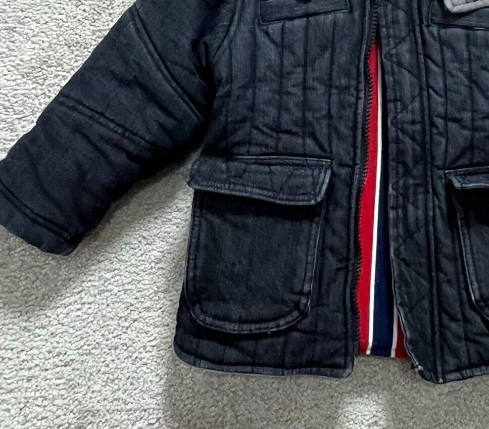 Kapital K Jacket Boys XS Blue Demin Full Zip Up Long Sleeves Pockets Polyester