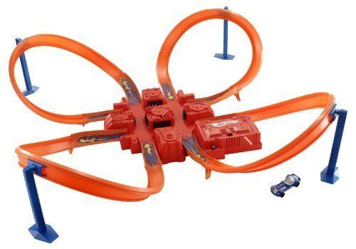  Ultimate Hot Wheels Crashing Action with the Criss Cross Crash  Track Set! [ Exclusive] & Set Of 10 1:64 Scale Toy Trucks And Cars  For Kids And Collectors (Styles May Vary) [