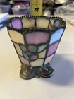 VTG PartyLite Hydranga Tiffany Style Stained Glass Votive Candle Holder