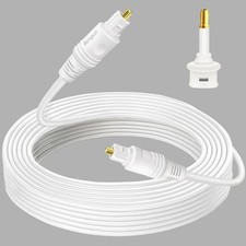75 feet White Optical Audio Cable, Slim Optical Cable, Toslink Digital Audio ...