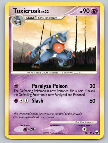 2008 POKEMON TOXICROAK MAJESTIC DAWN 31/100 R NM A77520 FREE S&H