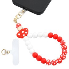 Silicone Beaded Phone Wrist Strap Cell Phone Charm Wristlet Lanyard w Tether Tab
