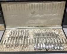 Christofle Silver Plate Rubans Cutlery Set. 18 pcs. Jewish Provenance-Hirschmann