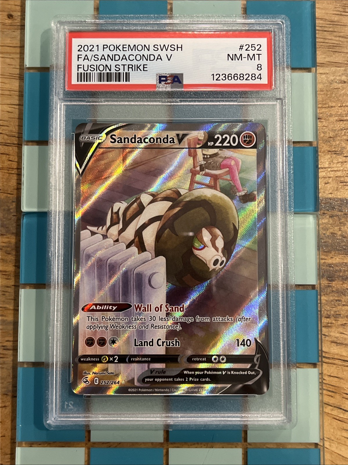 GRADED PSA 8 2021 Pokemon SWSH FA/Sandaconda V Fusion Strike #252