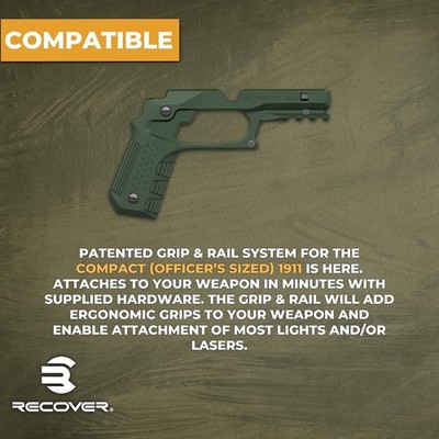 Recover Tactical CC3H 1911 Grips & Rail System – Updated Green Polymer Design