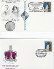 1980 Queen Mother - 2 Official FDCs Hawkwood And British Library Cat £45