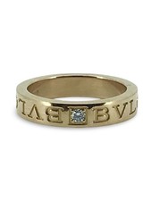Bvlgari Ring Double Logo Ring 18k Rose Gold Diamond Band 5 1/2