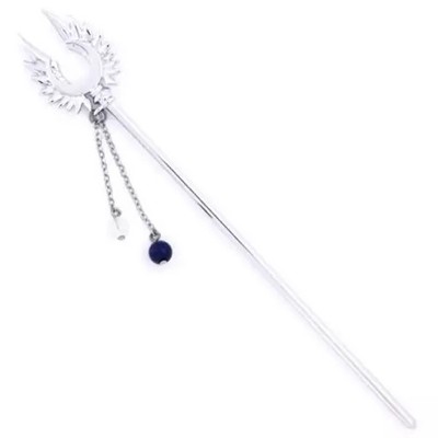 Wagokoro Crescent Moon Wings Silver Hairpin Moonstone Blue Agate Accessory