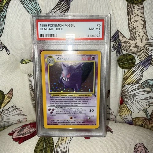 1999 Pokemon Fossil #5 Gengar  Holo  #5/62 PSA 8 NM - MT!